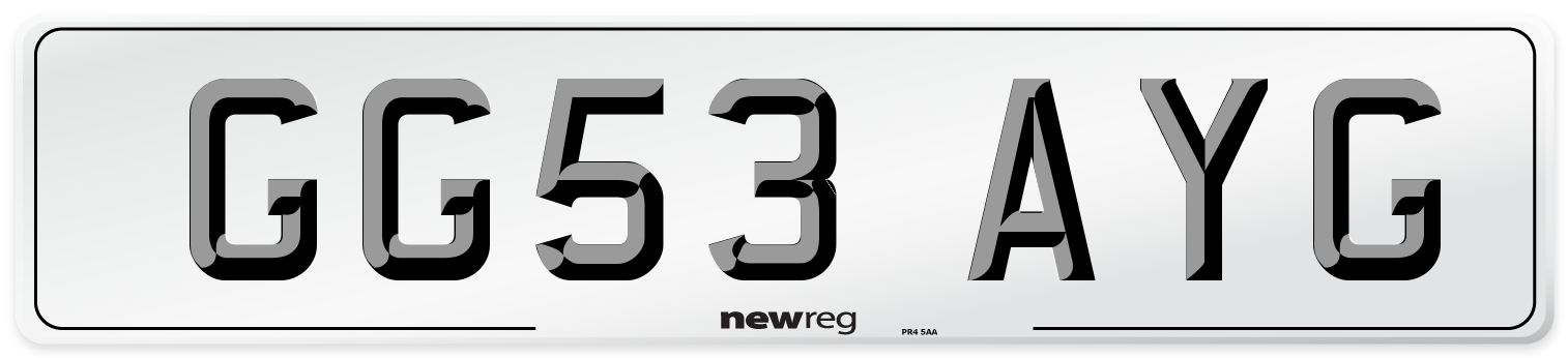 GG53 AYG Number Plate from New Reg